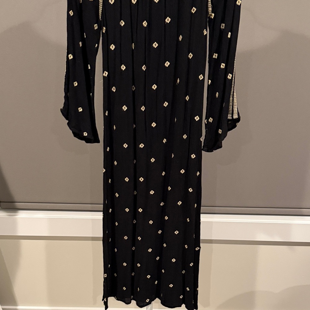 World Market Black Off-the-Shoulder Maxi Dress with Gold Embroidery - Picture 9 of 10